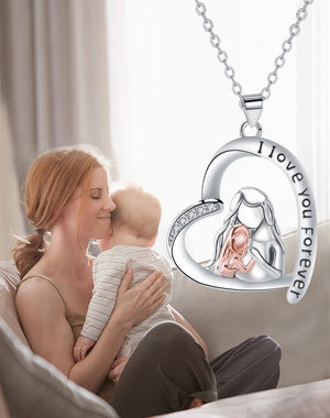 Mother & Daughter Love Heart Necklace | Rose Gold Copper Pendant | Sentimental Jewelry Gift for Her