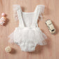 Girls' Cotton Gauze Mesh Embroidered Romper | Sleeveless Jumpsuit