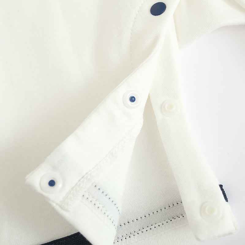 I Love Mom And Dad Newborn Baby Spring And Autumn New Navy Style Bow Tie Romper