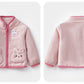 Cute Rabbit Ear Baby Girl Fleece Coat – Toddler Velvet Zip-Up Winter Jacket with Fur Lining | Pink & Purple | Sizes 73–110cm