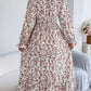 Women's Elegant Floral Print Cross V Neck Tie Waist Ruffle Maxi Dress
