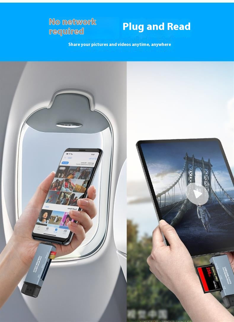 3-in-1 USB & Type-C Card Reader – CF, SD & TF, Aluminum Alloy Dropshipman