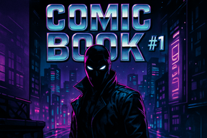 a cool picture with the words "Comic book #1"