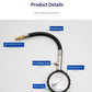 Mechanical Tire Pressure Gauge PCT-6231 | 0–100 PSI Dual Scale | Flexible Hose | Vent/Reset Valve | Brass Connector | Universal Fit | Black