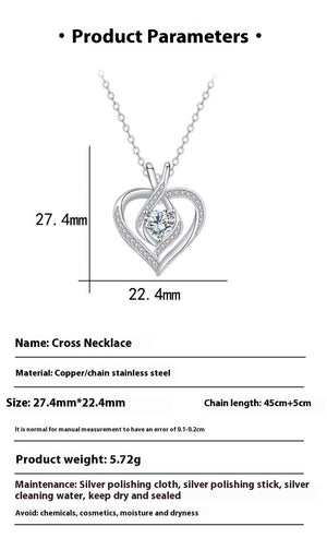 Diamond Love Heart Necklace | Sparkling Copper Pendant | Adjustable Chain Jewelry Gift for Women