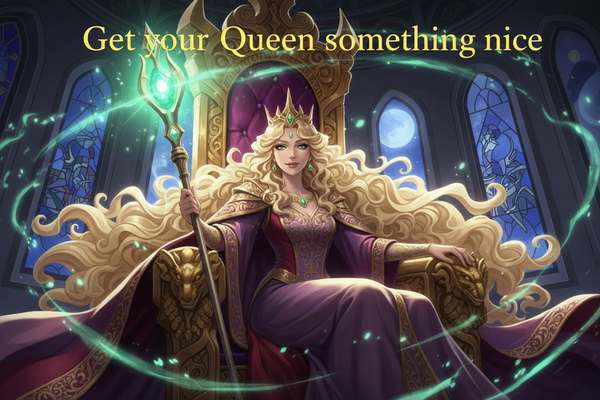 add caption text above the queen "Get your Queen something nice"