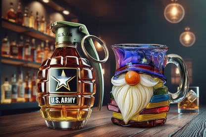 Grenade Whiskey Bottle + Book/Elf Mug Bundle