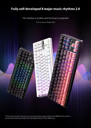 MCHOSE Side-Engraved Wireless Mechanical Keyboard | HiFi Sound, 5-Layer Gasket, Volume Knob | 12 Gradient Styles