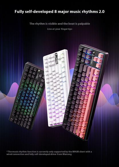 MCHOSE Side-Engraved Wireless Mechanical Keyboard | HiFi Sound, 5-Layer Gasket, Volume Knob | 12 Gradient Styles