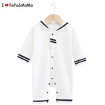 I Love Mom And Dad Newborn Baby Spring And Autumn New Navy Style Bow Tie Romper
