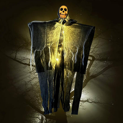 Halloween Glowing Skull Hanging Ghost – LED Outdoor Courtyard Decoration Prop