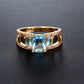 Light Sea Blue Geometric Ring for Women – Electroplated Copper Fashion Ring