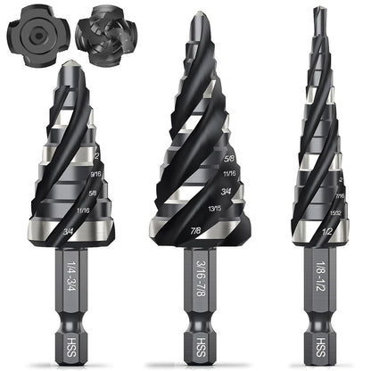Four-spiral Groove Stepped Drill Bit Set