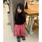 Girls' Autumn And Winter Rose Red Sweatpants
