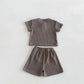 Kids' Cotton Short Sleeve 2-Piece Set | Shirt & Shorts | 3 Colors