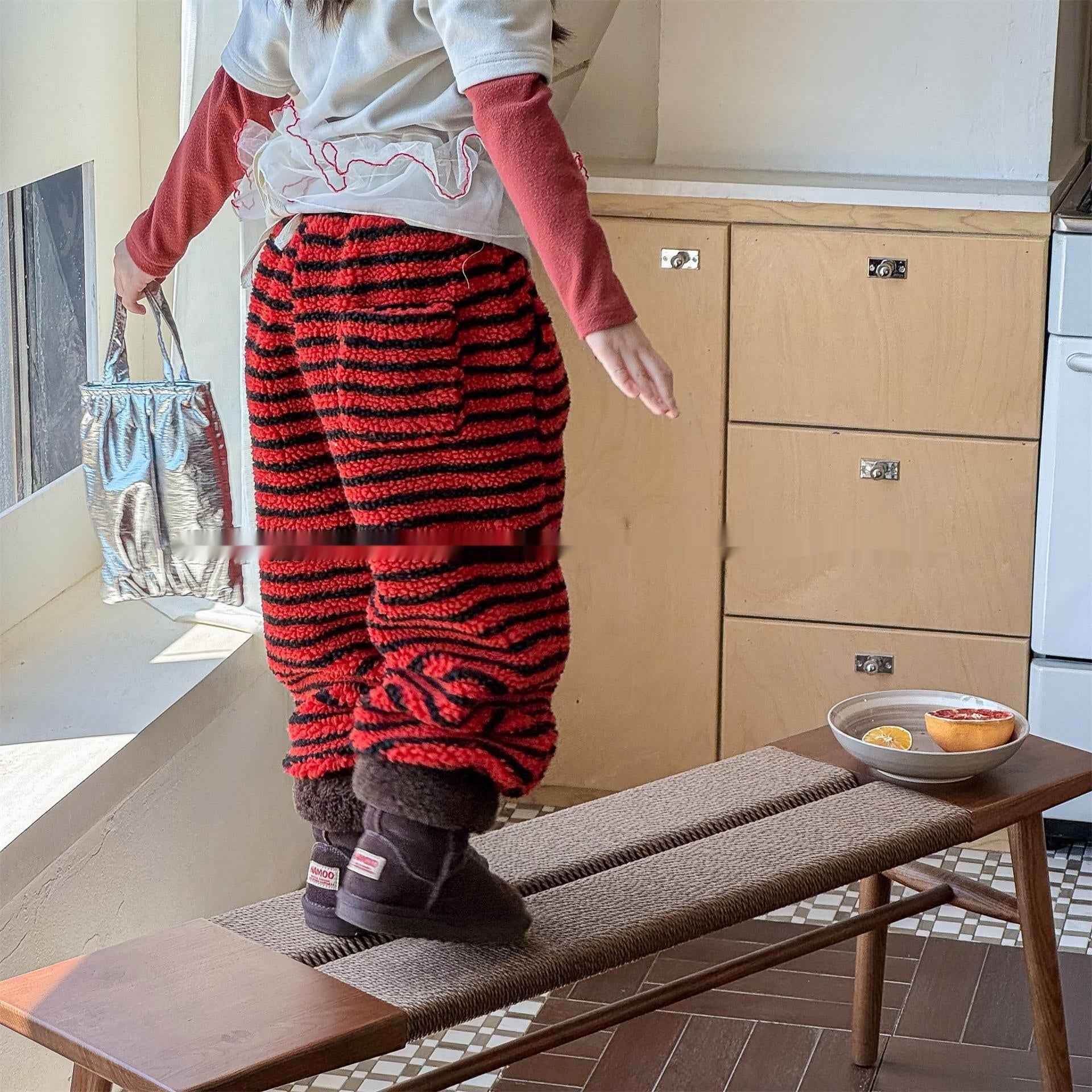 Children's Fleece-lined Cotton Pants For Winter