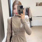 Design-inspired Strap-wrapped Fitted Long-sleeved Top With Wide-leg Pants Set