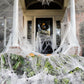 Halloween Cotton Spider Web Decoration – Spooky Atmosphere Prop with Spiders (17 Sizes)