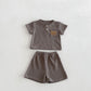 Kids' Cotton Short Sleeve 2-Piece Set | Shirt & Shorts | 3 Colors