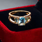 Light Sea Blue Geometric Ring for Women – Electroplated Copper Fashion Ring