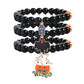426179006-4 Three black beaded Halloween bracelets with RIP tombstone, black ghost and white ghosts above a pumpkin reading Wicked.
