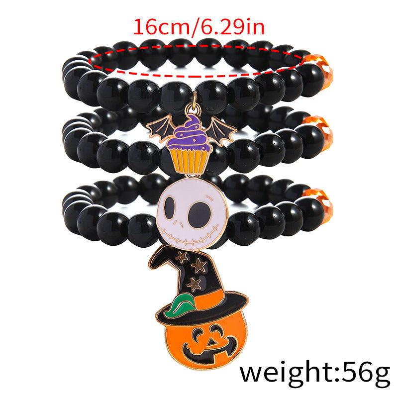 Halloween Pumpkin & Ghost Bracelet – Matching Twin Bracelet Set | Glass Pendant Jewelry Dropshipman