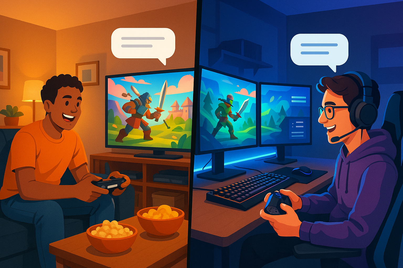 playing a video game with a friend while at separate homes