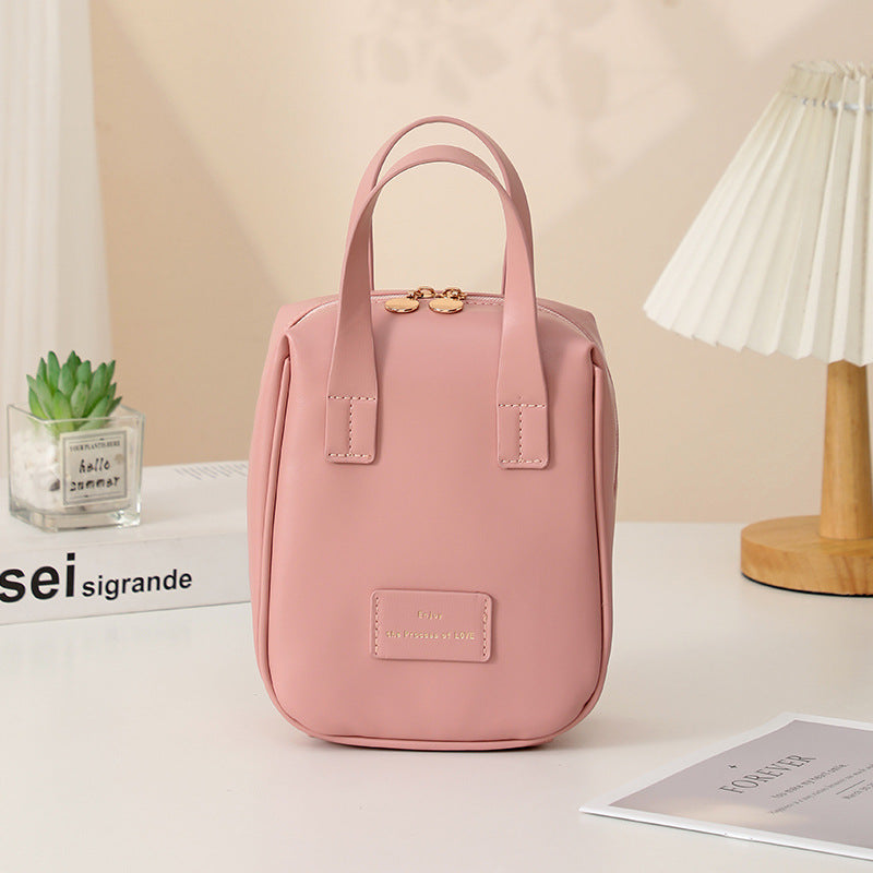 845156393-3 - if you in need of a handbag to carry your belongings look no further than this smooth pink handbag with 2 handles and 2 zippers. 