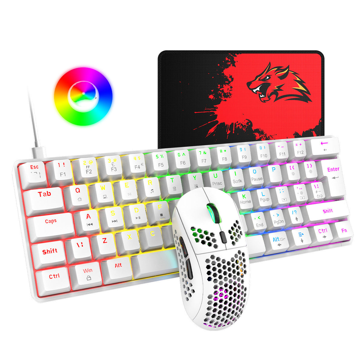 117502250-6 - the smooth cool color white gaming keyboard and mouse set worth adding to your gaming computer collection. 